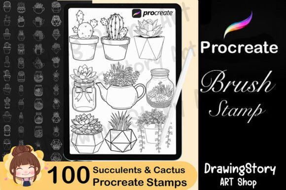 100 Potted Plant Procreate Stamp Brushes: A Creative Tool for Digital Artists