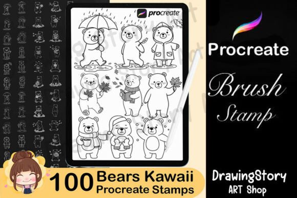 100 Procreate Rainy Bear Stamp Brushes: A Strategic Tool for Digital Artists and Creators