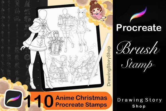 110 Procreate Anime Christmas Brushes: A Creative Tool for Digital Artists and Designers