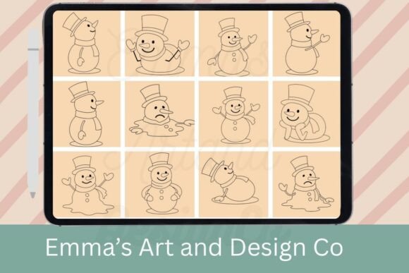 12 Snowman Procreate Brushes for Winter Art Magic