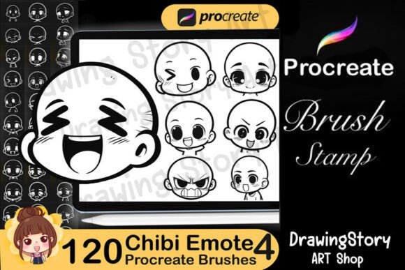 120 Procreate Chibi Emote Brushes Set4: A Must-Have Tool for Digital Artists