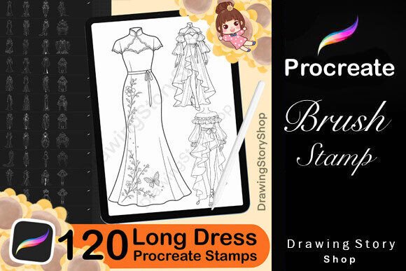 120 Procreate Dresses Stamps Brushes: A Creative Tool for Digital Artists and Designers