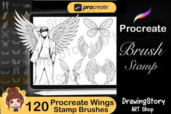 120 Wings Stamp Brushes for Procreate