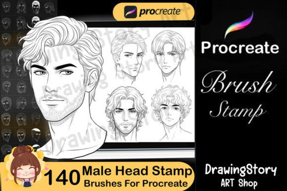 140 Male Head Stamp Brushes: Creative Power for Digital Artists