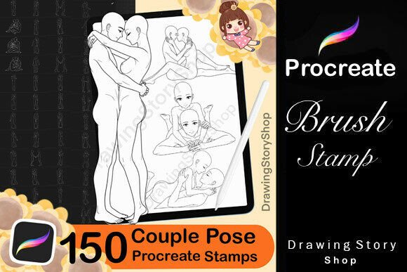 150 Procreate Couple Pose Brushes Stamps: Enhancing Digital Art with Dynamic Poses