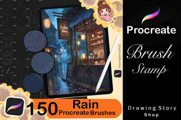 150 Procreate Rain Textures Brushes for Realistic Digital Art