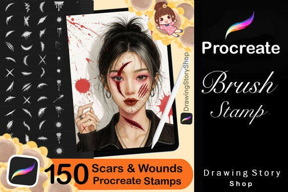150 Procreate Wound Blood Brushes for Realistic Anime and Horror Art