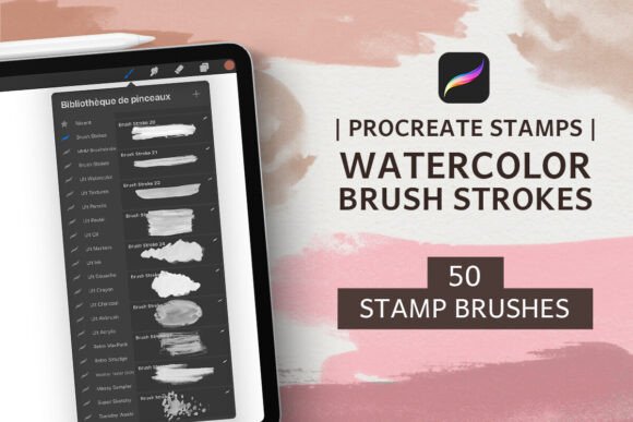 50 Procreate Brush Strokes Stamp Brushes for Realistic Digital Art