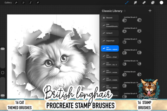 British Longhair Cat Procreate Brushes