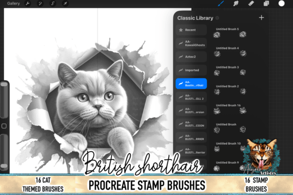 British Shorthair Cat Procreate Brushes: Digital Charm for Cat Lovers