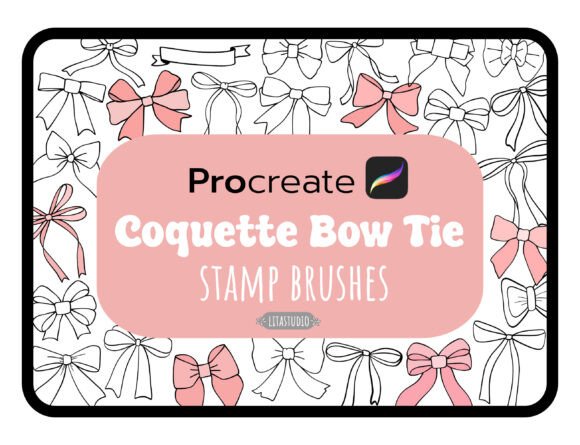 Coquette Bow Tie Stamps for Procreate: Elegant Design Elements for Creative Projects