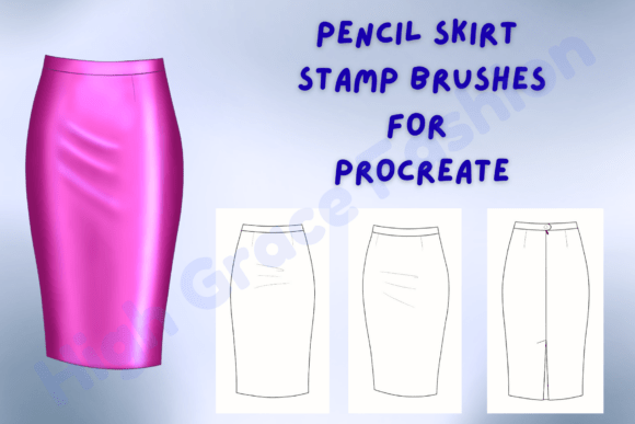 Enhancing Fashion Illustration with Pencil Skirt Procreate Stamp Brushes