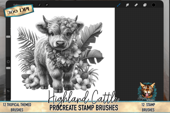 Highland Cow Procreate Stamp Brushes for Creative Digital Art