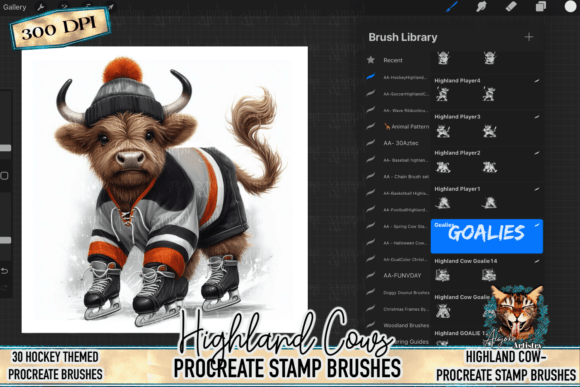 Hockey Highland Cow Procreate Brushes: A Creative Blend of Sports and Charm