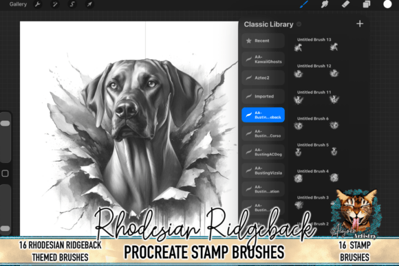 Rhodesian Ridgeback Procreate Brushes: Elevating Dog Art with Realistic Breed Detailing