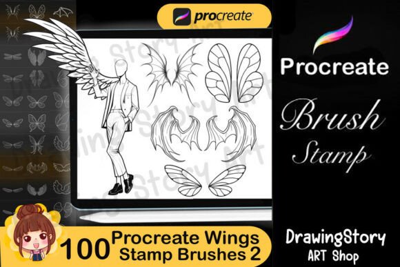 Unlocking Creativity with the 100 Procreate Wings Stamp Brushes Set 2