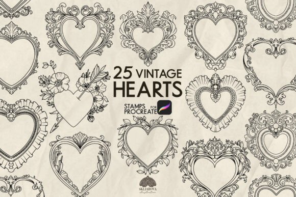 Vintage Hearts Procreate Stamp Brushes: A Creative Essential for Digital Artists